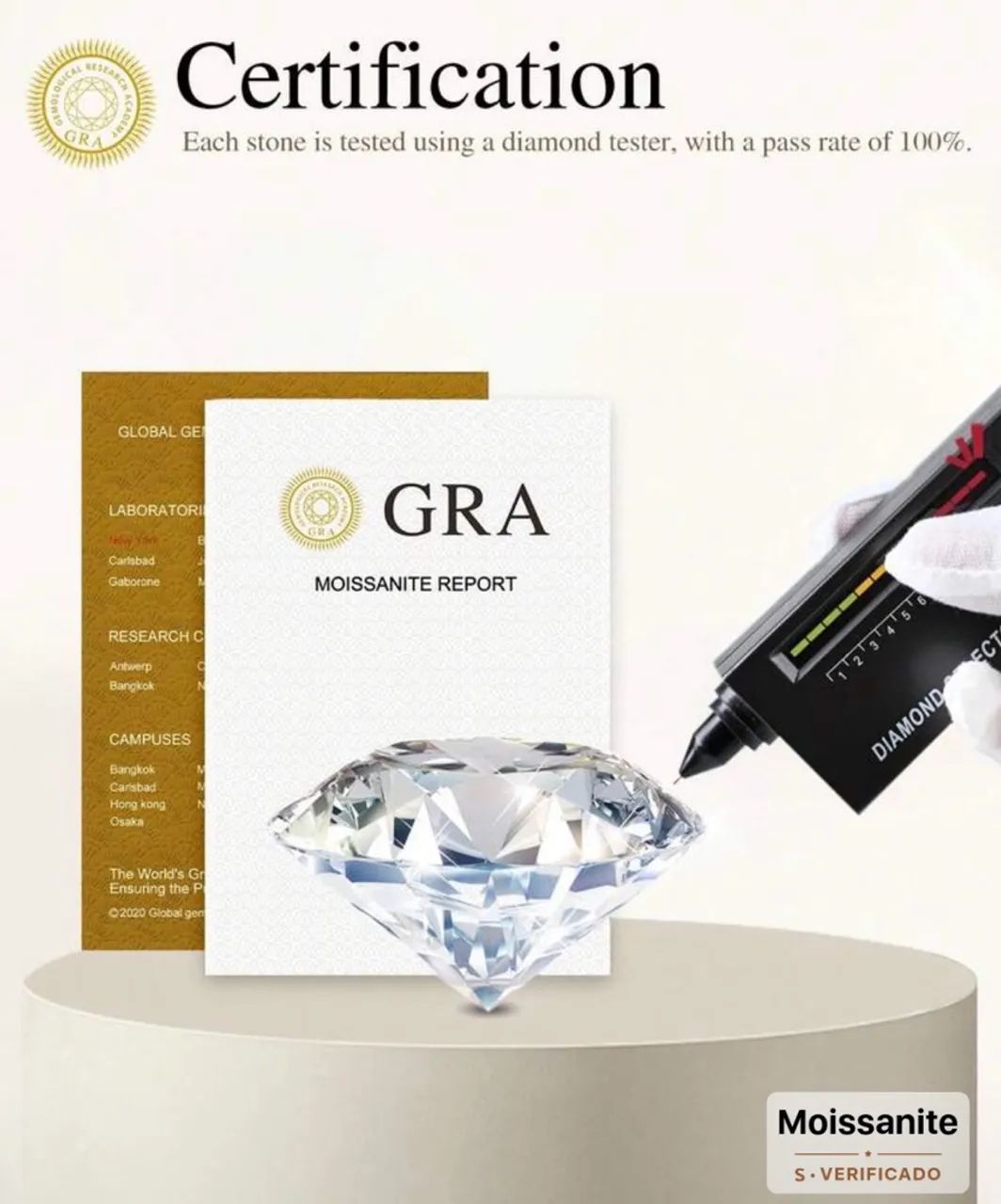 Colar de Moissanite prata 925 - Foto 5