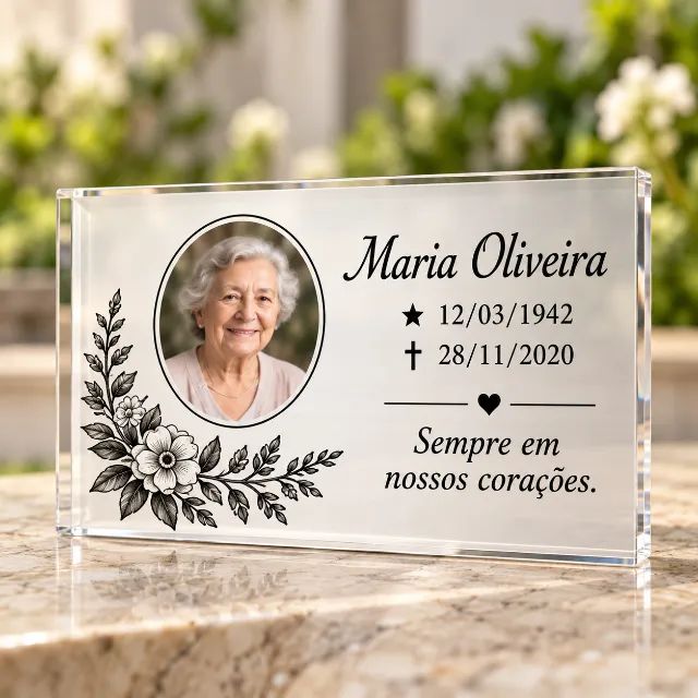 Placa para Túmulo Personalizada com Foto ? Metal e Acrílico - Foto 2