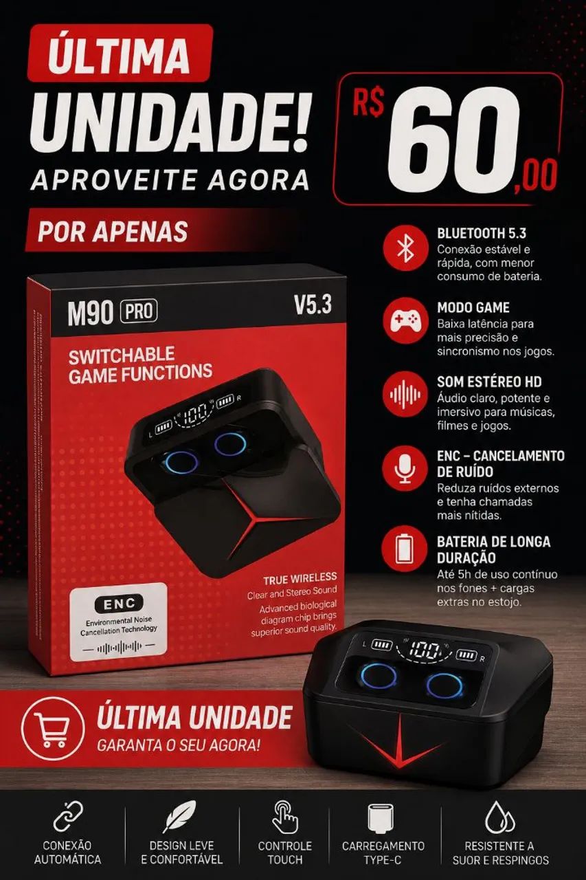 Fone Gamer Bluetooth 
