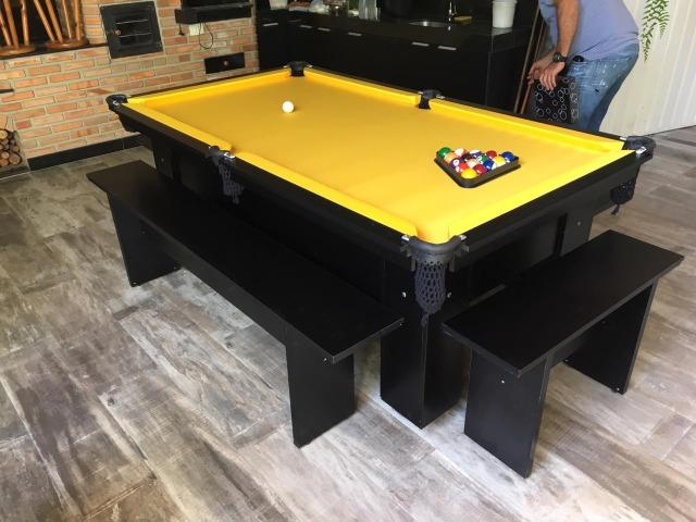 Mesa de Bilhar Com Redinhas Tecido Amarelo Modelo CCW8202 - Foto 6