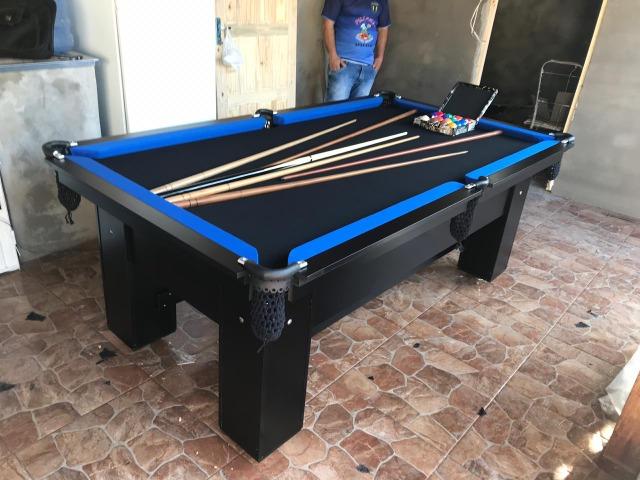 Mesa de Bilhar Bordas Azul Tecido Preto Cor Preta Tx - Foto 4