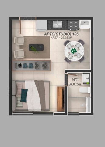Apartamento de 1 Quarto no Bessa/Aeroclube com área de Lazer - Foto 3