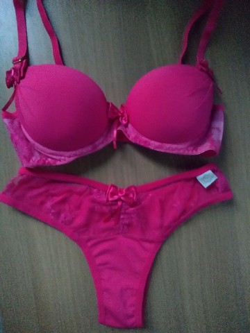 Conj. sutiã com bojo e calcinha pink, rosa e vermelho - Foto 5