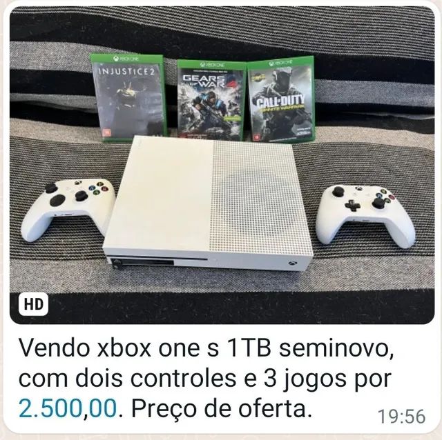 Xbox One S Com 2 Controle E Jogo Original Completo Promoção