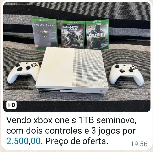 Xbox One S 1tb + Controle Xbox Series S + Jogo, Console de Videogame Xbox  One Usado 84930895