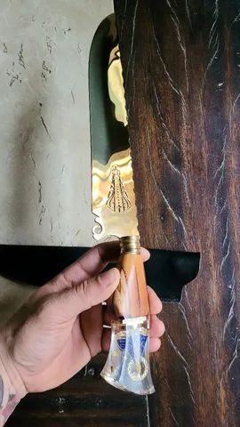 LINDA Faca Nossa Senhora Aparecida Dourada 10" - Foto 2