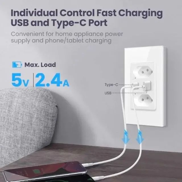 Tomada Dupla Wifi Com Integração Alexa E Google Usb Usb-c - Foto 4