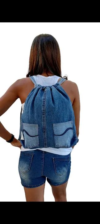 Mochila Jeans Trabalho, Passeio, Esporte combina com tudo - Foto 2