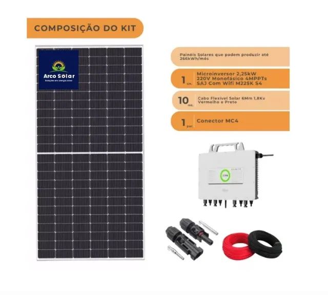 Kit Placa Solar 300kwh/mês Com Microinversor SAJ Painel Bifacial - Foto 2