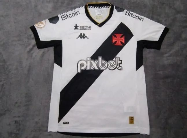 Camisa Oficial de Jogo Vasco Kappa 2023, #12 (Jefferson), tamanho M (53x77cm). Impecável! 
