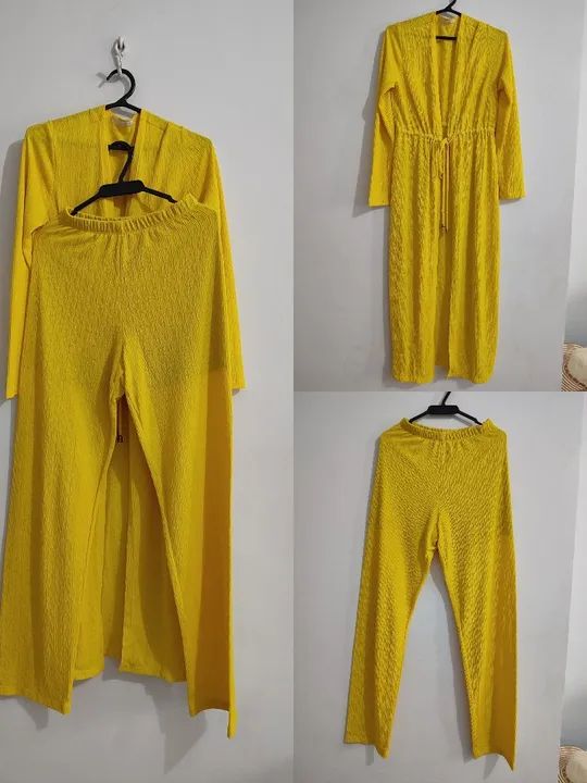 Conjunto de Cardigã e Calça Amarelo - Foto 3
