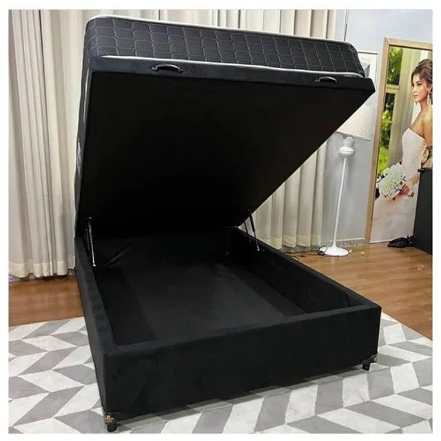 conjunto casal 138x188cm cama box bau e colchão 
