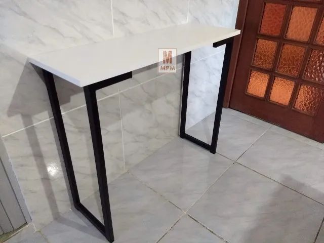 Aparador Estilo Industrial em Tampo Branco aço Preto - Foto 4