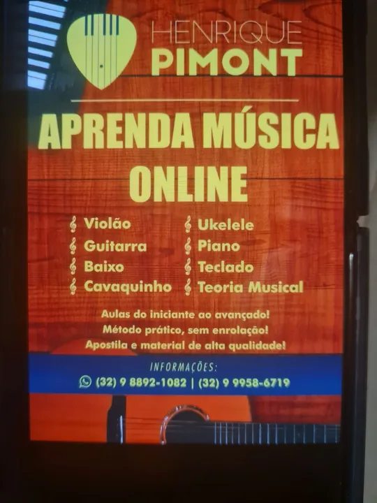 Aulas de violão guitarra baixo teclado piano cavaquinho ukulele pelo WhatsApp