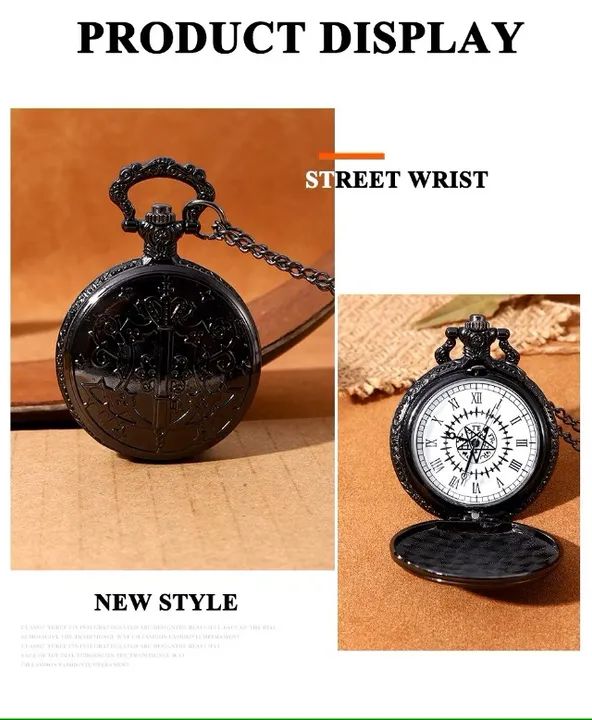 Relógio de bolso de quartzo com numerais romanos para homens e mulheres, caixa preta luxo - Foto 3