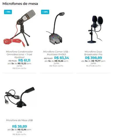 Eleve sua Voz com os Microfones de Mesa em até 8x Sem Juros