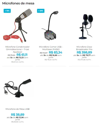 Eleve sua Voz com os Microfones de Mesa em até 8x Sem Juros
