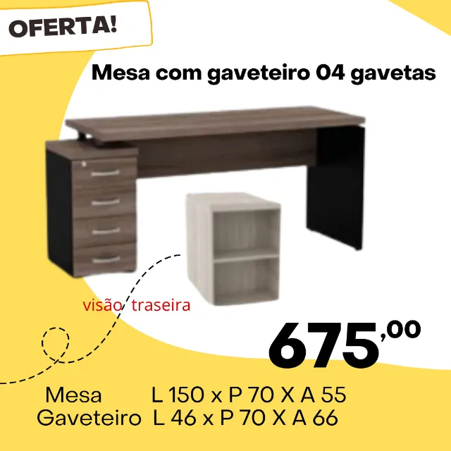 Mesa com 04 gavetas L 150 - Promoção