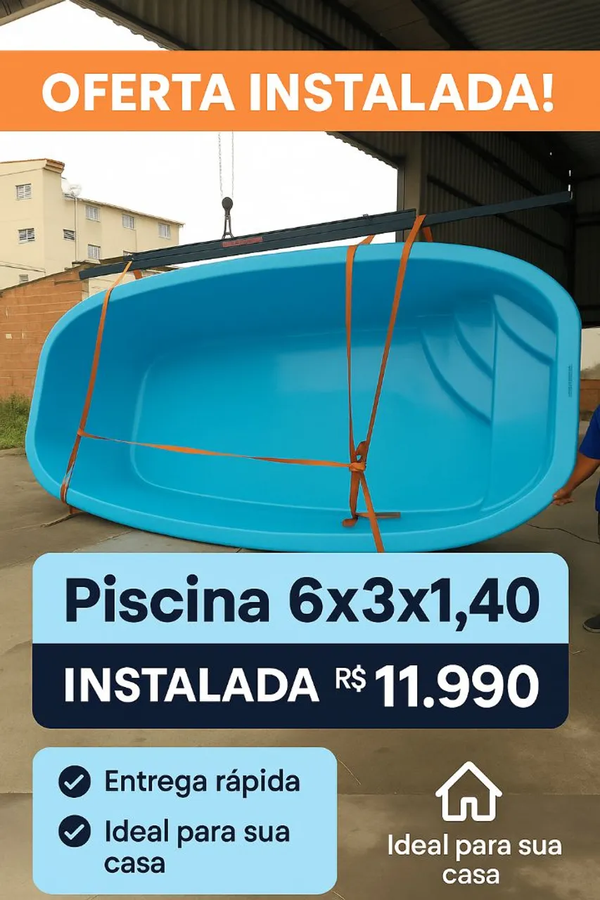Piscina 6x3x1,40 Instalada - Oferta Imperdível!
