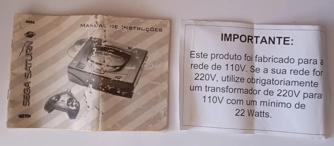 ( Leia ) Manual Sega Saturn Tec Toy + Informativo De Voltagem