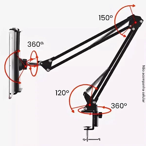 Suporte Articulado Para Microfone, Tablet e Celular Estúdio Mesa Ajustável - Lehmox - Foto 5