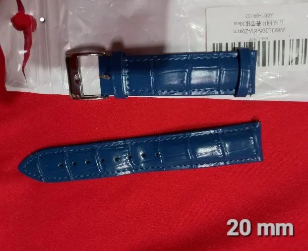 Pulseira de Relógio de couro sintetico Azul 20mm
