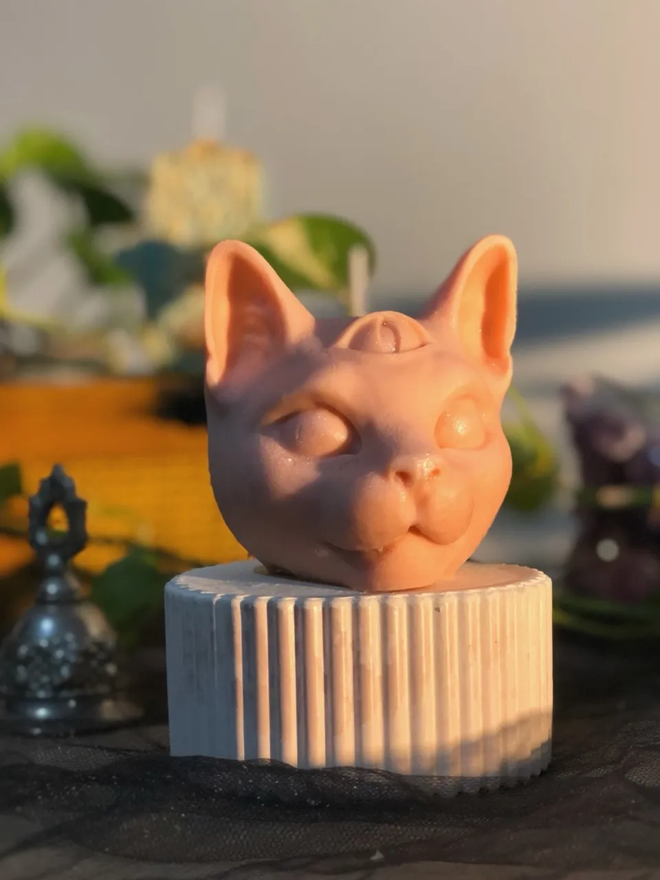 Vela Escultura Cabeça de Gato Sphynx