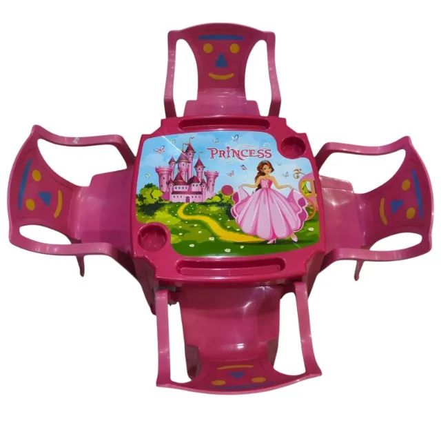 kit conjunto de mesas e cadeiras com 1 mesa e 4 cadeiras infantil-rosa - Foto 2