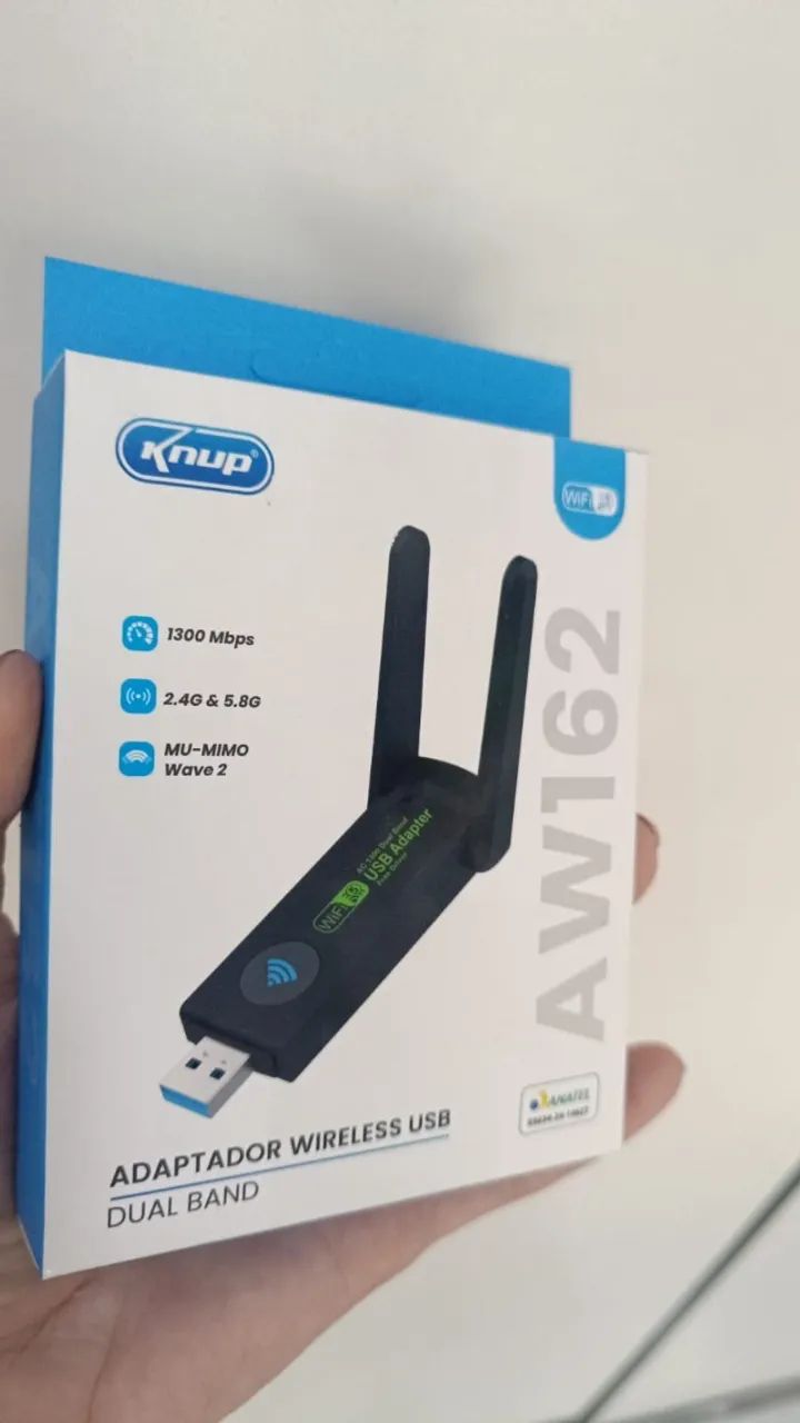 Adaptador Wireless Wi-fi Dual Band 2,4g 5g 1300mbps Usb Antenas Knup KP-AW162 Loja Coimbra - Foto 2