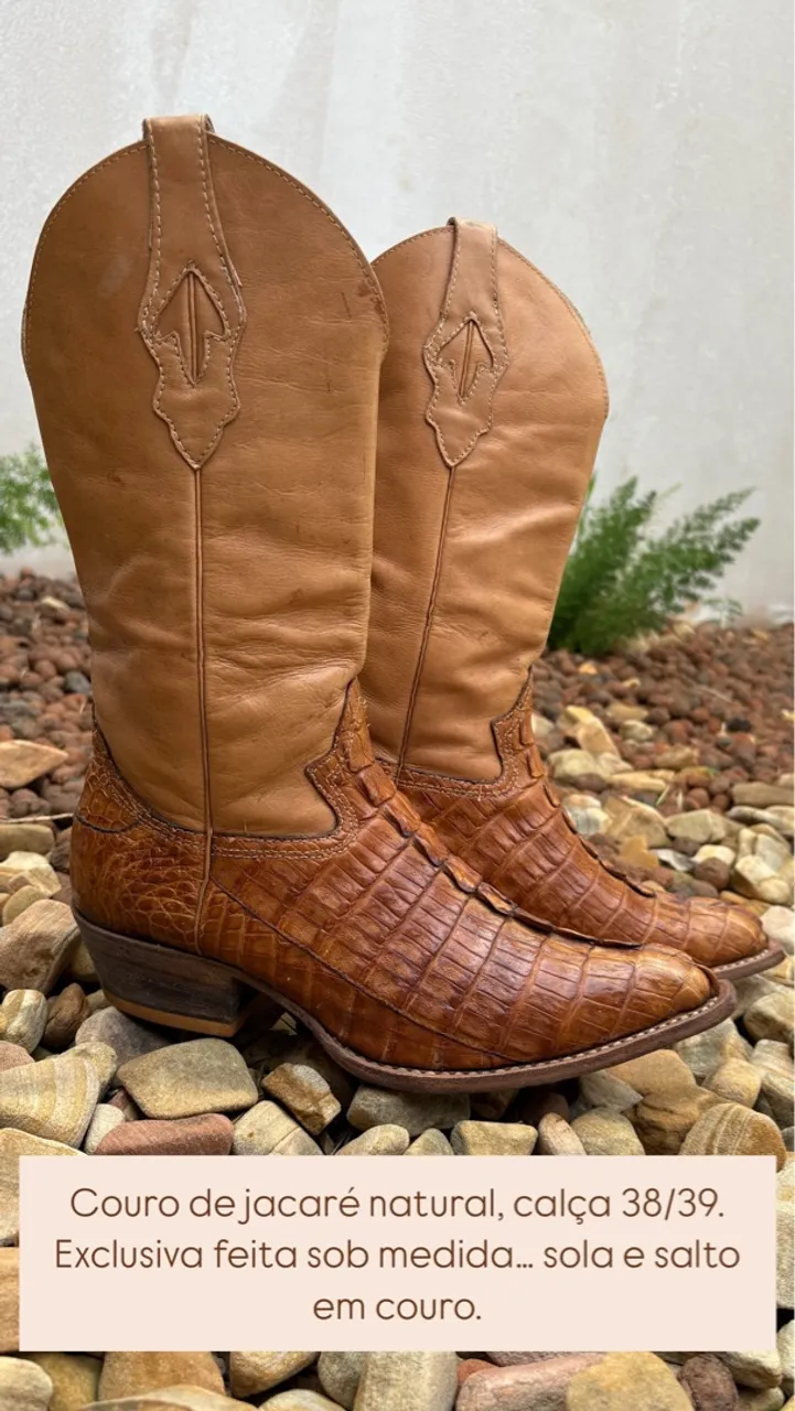 Botas de Couro de Jacaré Sob Medida - 38/39