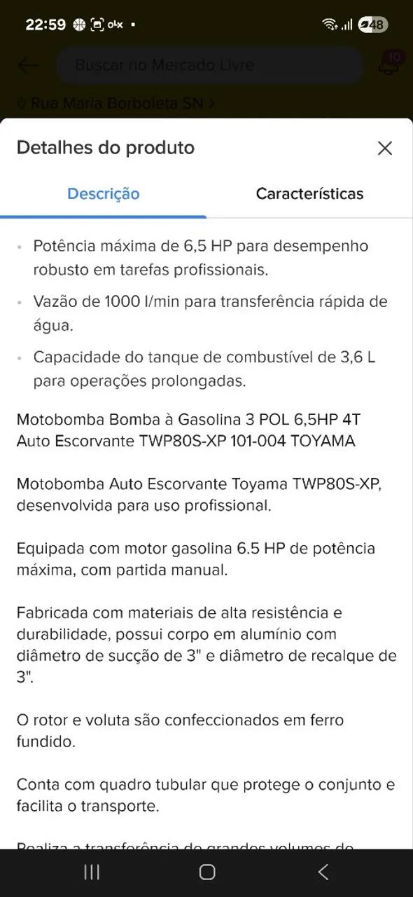 Motobomba gssolina 6 5hp, 4t, auto escorvante, Twp80s-xpToyama  - Foto 4