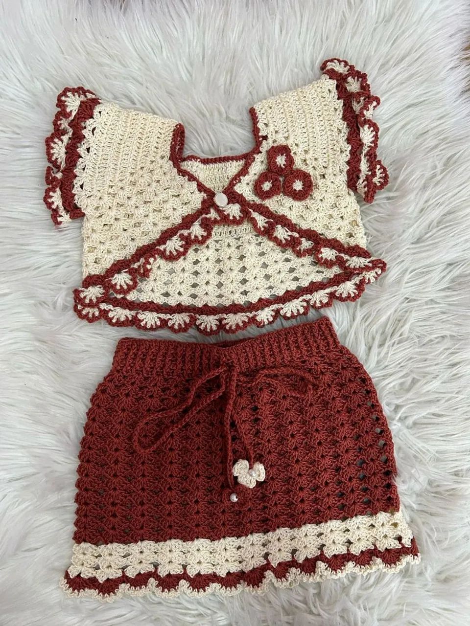 Conjunto Crochê Bebê - Blusa e Saia - Foto 4