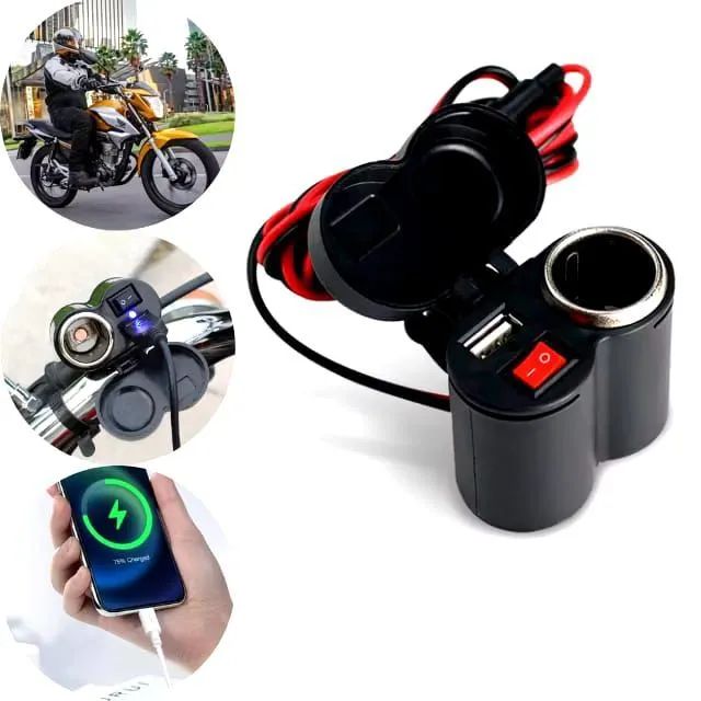 Carregador com portas  usb de celular para moto Ios ou Android - Foto 2