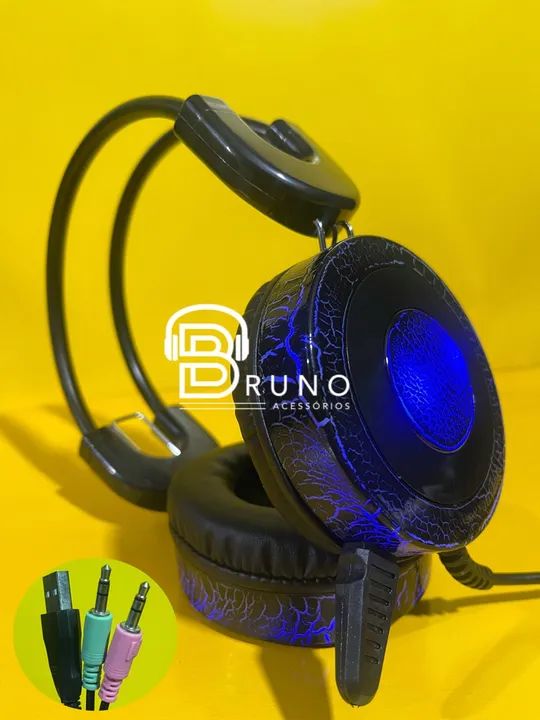 Headset Gamer com Microfone - Iluminação LED Azul