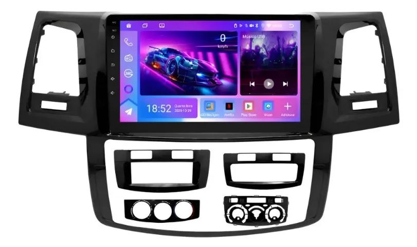 Central Multimídia Octacore 9 Pol. 4Gb/64Gb 4G Carplay/A. Auto