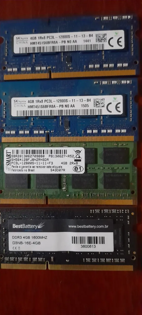 Memórias RAM DDR3 para Notebook - 4GB e 1600MHz