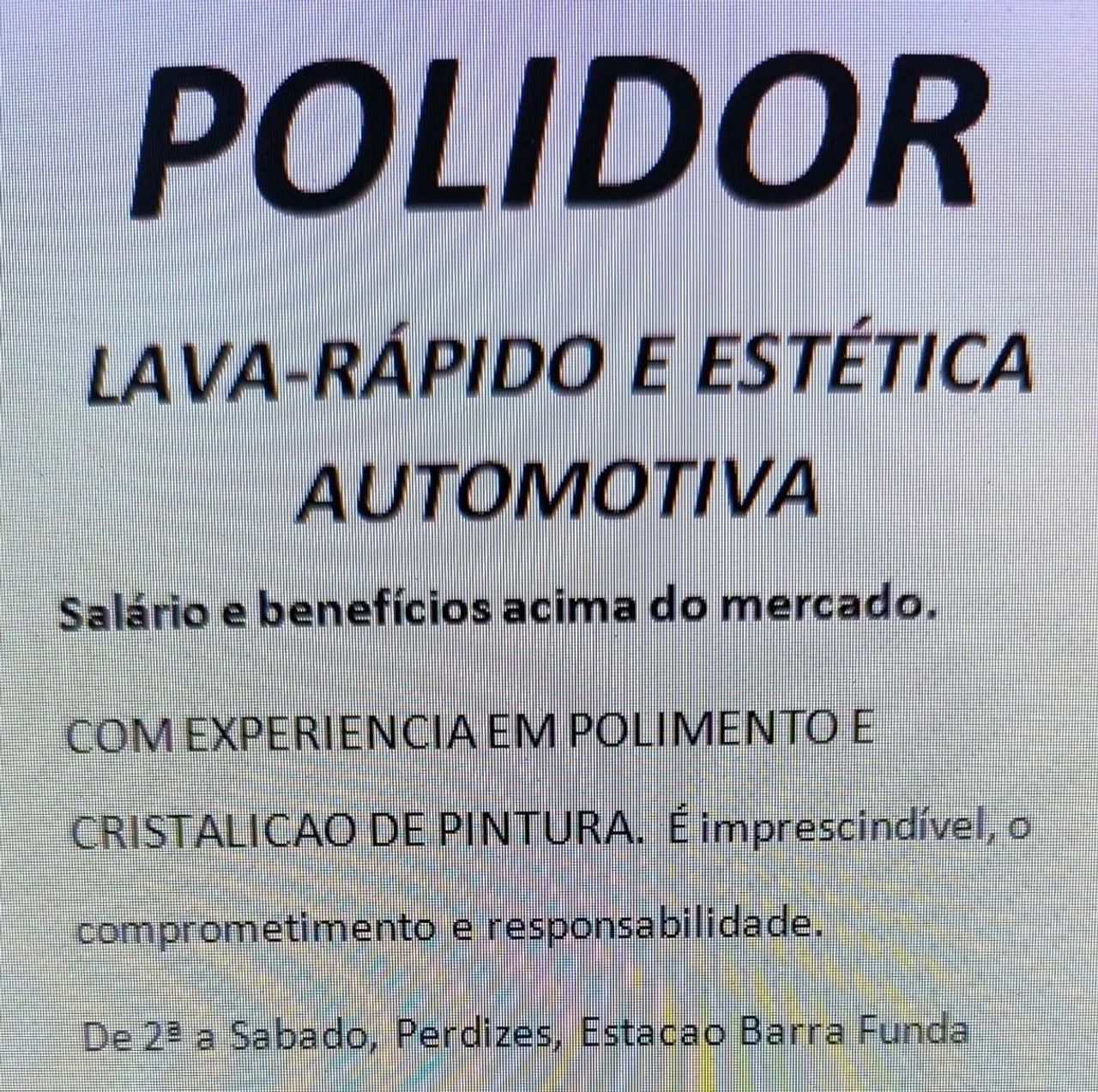 Polidor de estética automotiva e lava rápido 