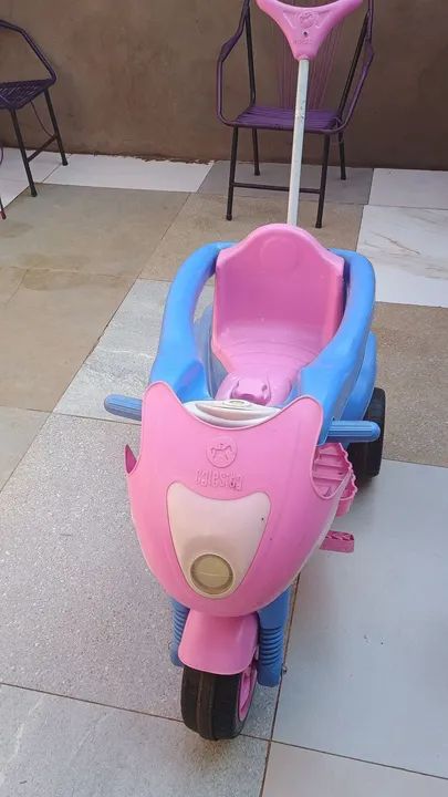 Motocicleta Infantil Rosa e Azul - Foto 2