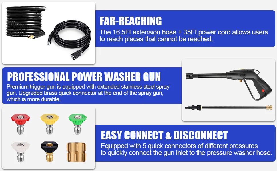 Lavadora de Jateamento de Alta Pressão 2000W 3800 PSI 2.9 Galões por Minuto - Foto 6