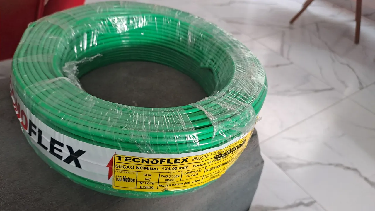 Cabo Flexível Verde 1x4mm - 100 Metros