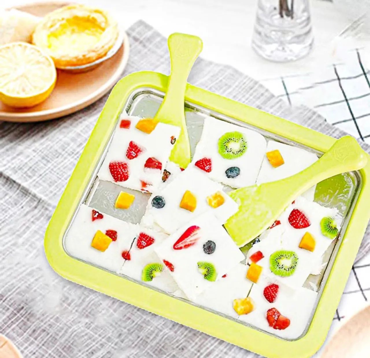 Máquina de fazer sorvete de iogurte em Rolo sem fio com 2 Espatulas para crianças  - A671