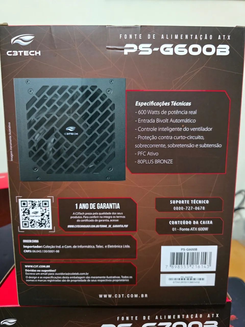 Fonte Game ATX 600W PS-G600B 80Plus Bronze C3Tech - Foto 2