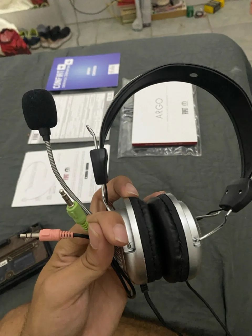 Cabo controle Xbox 360 + fone de ouvido  - Foto 3
