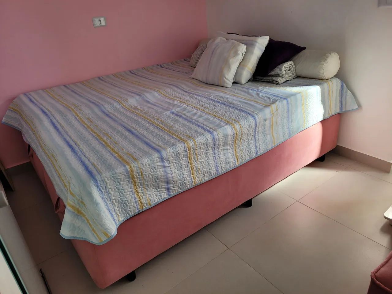 Cama Box Baú Solteiro (Padrão Queen Separada) - Rosa Suede - Foto 4