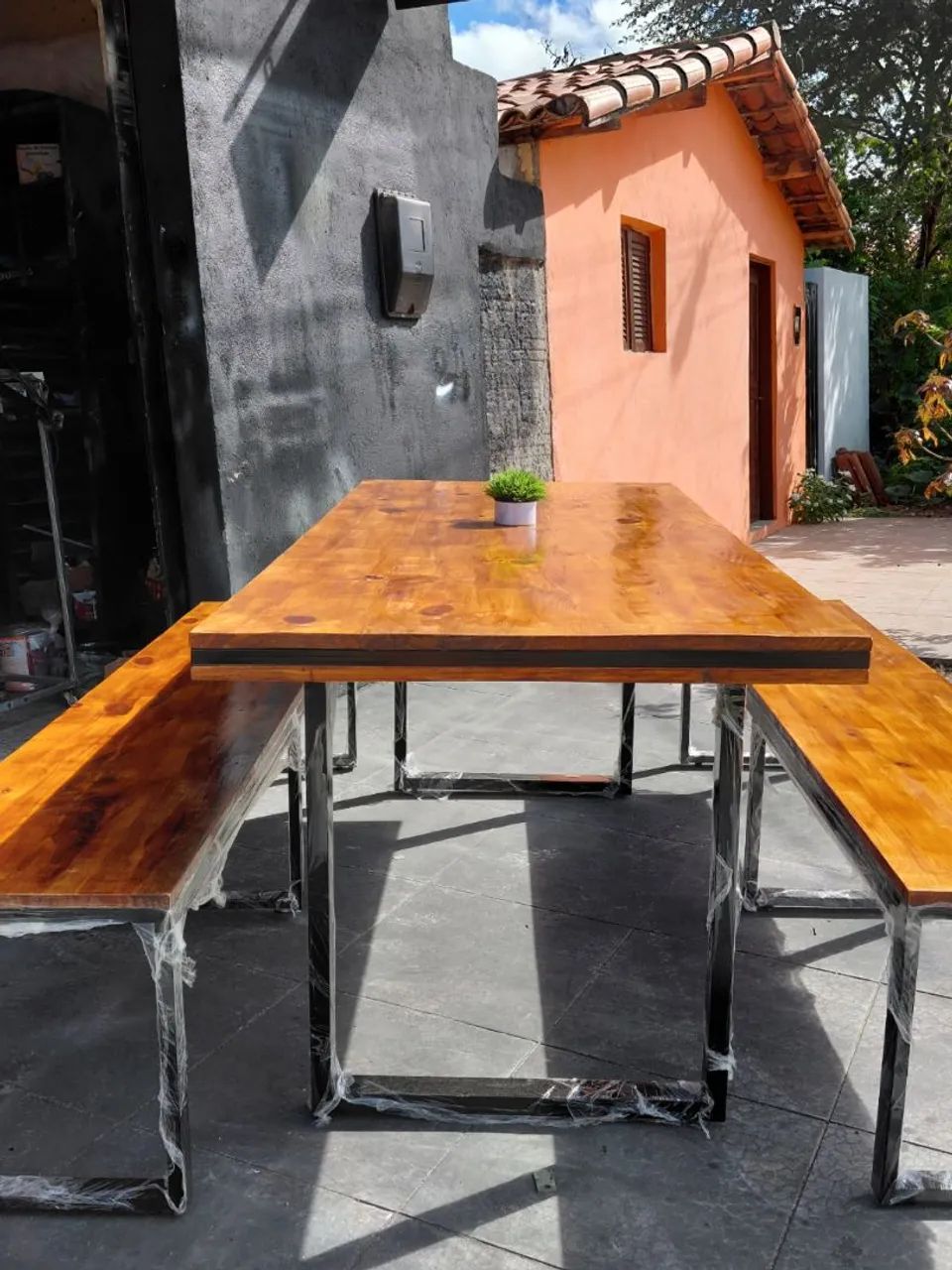 MESA + 2 BANCOS GOURMET ÁREA DE LAZER JANTAR  - Foto 2