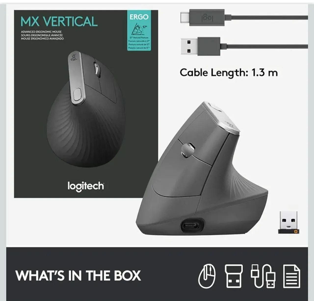 Mouse sem fio MX Vertical Logitech - Novo Lacrado - Foto 2