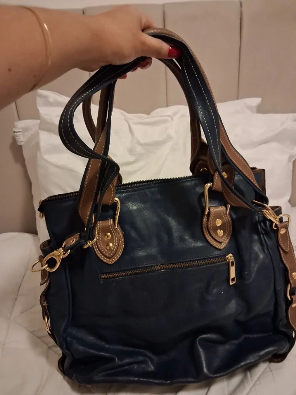 Bolsa de ombro azul couro legítimo  - Foto 3