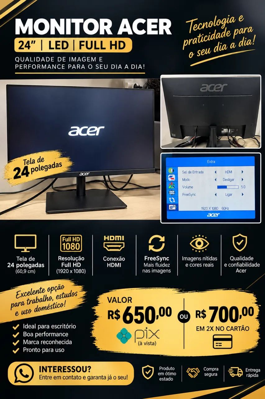 Monitor acer 24polegadas 