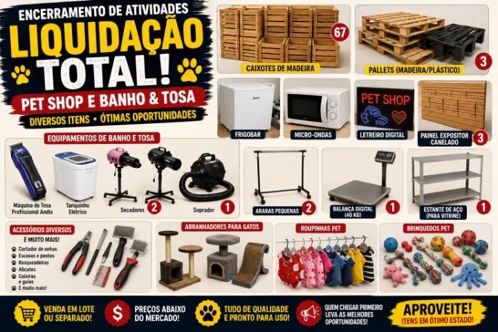 Fechamento de Pet Shop - Equipamentos, Acess. e alguns eletrodomésticos - Preço imperdível
