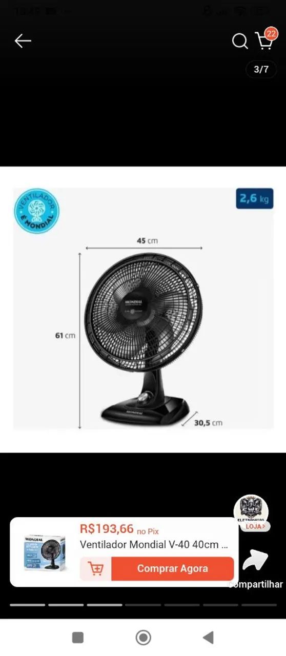 Aproveita 2 Ventiladores Mondial por R$250,00  - Foto 5